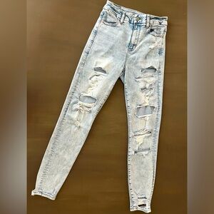 American Eagle Distressed Next Level Stretch Curvy Super Hi-rise Jegging